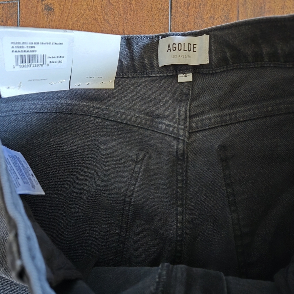 Agolde Wilder Mid Rise Comfort Straight Leg Organic Jean Panoramic Black Size 30 - Picture 13 of 16